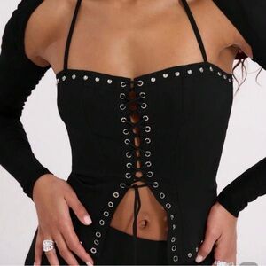 Black Lace-Up Corset Top